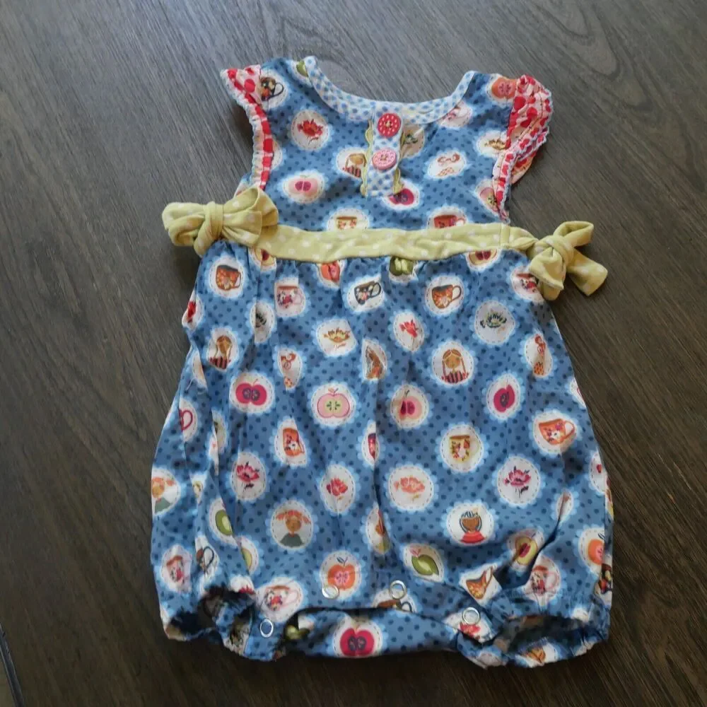 Matilda Jane Teacher's Pet Short Romper 6-12 Months Baby Ruffles Bubble Romper